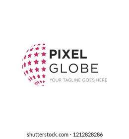 star 3d globe Logo design vector symbol icon. dotted globe icon / technology,  tech icon and symbol