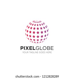 star 3d globe Logo design vector symbol icon. dotted globe icon / technology,  tech icon and symbol