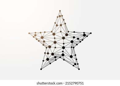 Símbolo de polos bajos de Star 3d con puntos conectados. Ilustración vectorial de la clasificación, diseño de logros. Marcos alámbricos poligonales de comentarios