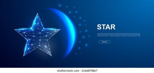 Star 3d polygonal symbol for landing page template. Low poly Feedback illustration for promo banner design. Rating design illustration concept.