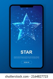 Star 3d polygonal symbol for UI, UX design template. Low poly Rating illustration for mobile app page design. Feedback illustration concept.
