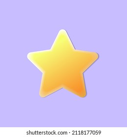 Ilustración de icono del vector 3d de estrella sobre fondo morado. Premio de oro de estilo realista.
