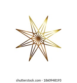 Star of 8 points gold style icon design, Night bedtime sky space nature science celestial galaxy and astrology theme Vector illustration