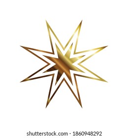Star of 8 points gold style icon design, Night bedtime sky space nature science celestial galaxy and astrology theme Vector illustration