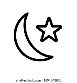 star abd moon icon logo or illustration with solid stroke style vector design. perfect use for web, mobile app, pattern, design etc.