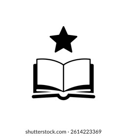 Star Above Book Representing Excellence in Academics Black Filled Icon