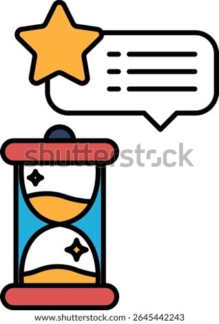 A star is above a clock that is set to the number 3. The clock is surrounded by a circle