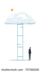 a star above the cloud with a broken ladder