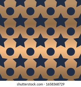 Star Abstraktes geometrisches Muster. Ein nahtloser Hintergrund der Vektorillustration. Gold und Blau. Grafisches modernes Muster. Einfaches Gitterdesign.