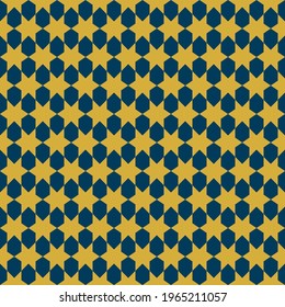 Star abstract Imitation gold with blue design seamless patterns. A seamless vector background. blue with Imitation gold ornament. Graphic modern pattern. Simple graphic design.