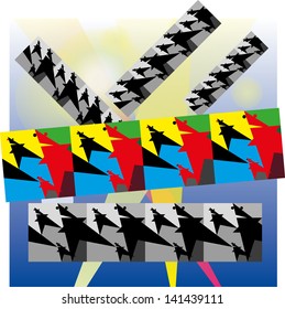 star, Abstract multi-colored stars in a rectangular running track