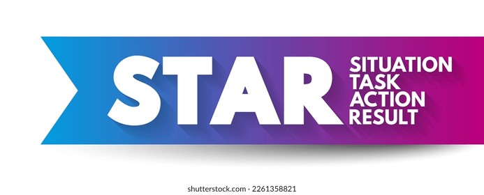 STAR acronym (Situation, Task, Action, Result) format is a technique used by interviewers to gather all the relevant information, concept for presentations and reports