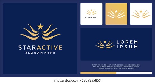 Star active logo design with abstract wing