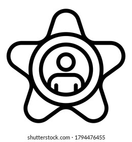Star actor icon. Outline star actor vector icon for web design isolated on white background