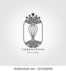 star air balloon icon line art minimalist logo vector illustration design