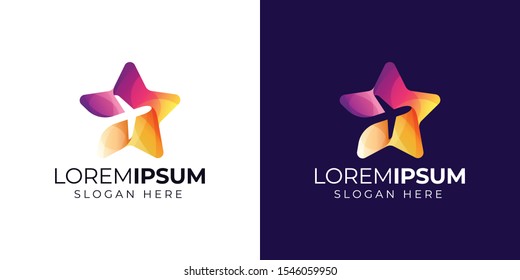 Star with Airplane Logo ready to use