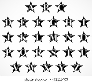 star alphabet / elegant letter set / vector illustration
