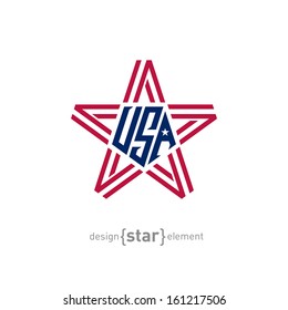 The star with american flag colors Abstract vector design element