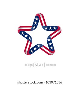 The star with american flag colors and symbols vector design element