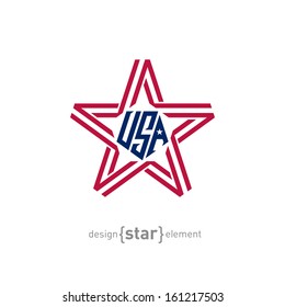 The star with american flag colors, vector design element