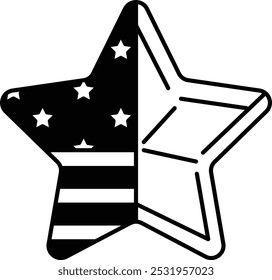 A star with the American flag in the middle