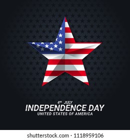 The Star of America's Independence Day on Black Background