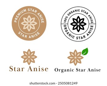 star anise condiments label spices herb organic premium ingredient healthy stamp logo design