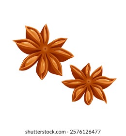 Star anise in flat design. Spice for cooking and baking, scented condiment. Vector illustration isolated.