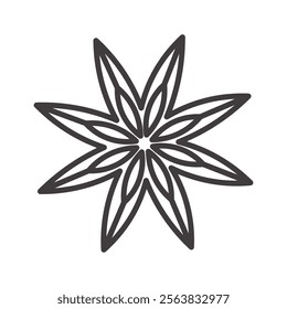 Star Anise Icon Depicting a Spice in Black and White