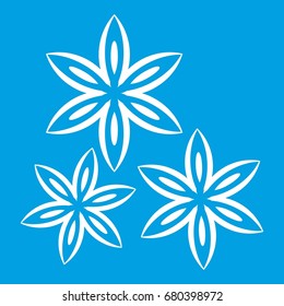 Star anise icon white isolated on blue background vector illustration
