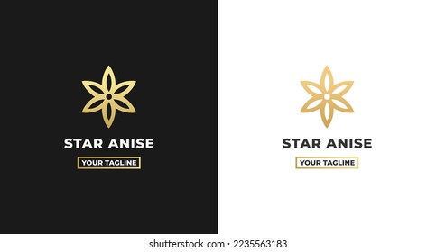 star anise logo or anise star logo isolated on white background. Star flower logo isolated. Perfect for anise flower logos on apps and websites. Or for flower content. star anise isolated.