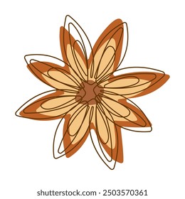 Star Anise Spice Condiment Aromatic Herbal in Line Art Style