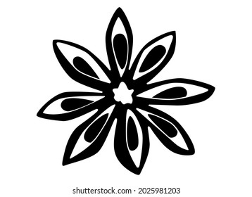 Star anise, spices vector black silhouette for logo or pictogram. Spices - star anise - aromatherapy spice for sign or icon