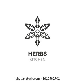 Star anise thin line icon. Kitchen herbs symbol, vector illustration, isolated on white background. 
