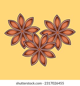 Star anise vector illustration in flat design. Spice icon isolated