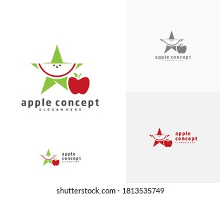 Star Apple logo design vector template, Fruits Apple icon symbol