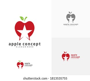 Design-Vektorvorlage für das Star-Apple-Logo, Symbol für FruchtApple