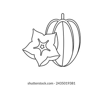 star apple outline for coloring book template, star apple for kids illustration worksheet printable