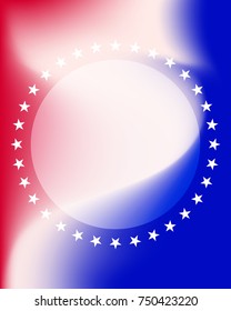 star around circle center on red and blue background