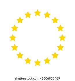 Star arranged in a circle. Gold star shape. Vector illustration