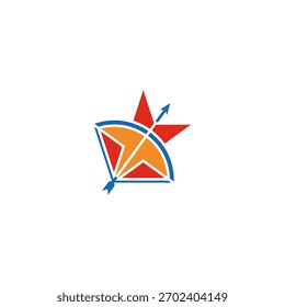 Flecha de estrella con diseño de logotipo de combinación de arco.