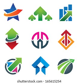 Up star arrow business marketing logo and finance economy icon set