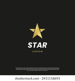 Star arrow with golden color logo design modern concept