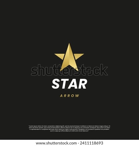 Star arrow with golden color logo design modern concept