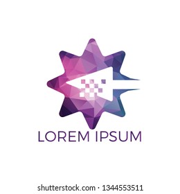 Star and Arrow Logo Design. Star Arrow Direction Abstract Logo Design Template.