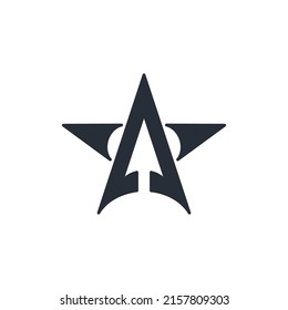 Star with an arrow up. Vector icon, logo design isolated on white background.