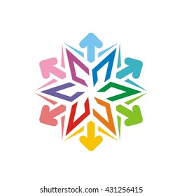 The star with arrows icon symbols abstract design element