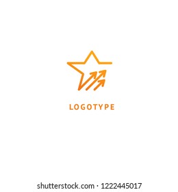 Star with arrows icon. Vector flat style illustration Abstract business logo template. Logo concept of Progress development, application, Business strategy, Geometric design element, leader.