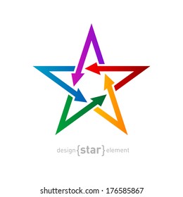 Star with arrows on white background, Abstract vector design element. Corporate logotype template.