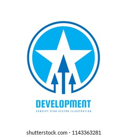 Star and arrows - vector business logo template concept illustration. Leadership creative sign. Winner symbol. Development progress success icon. Decorative graphic design element